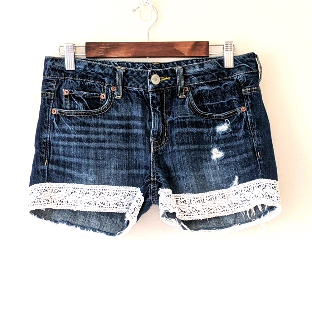 American Eagle Mid Rise Denim Shorts, Sz 2